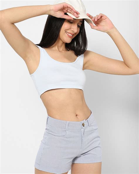 Buy Women's Blue Striped Shorts Online at Bewakoof