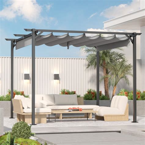 Gazebo Bigzzia Metal Pergola With Retractable Roof Outdoor Parasol ...
