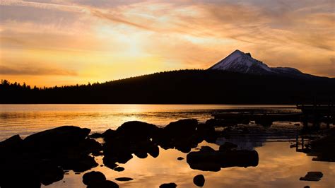 Wallpaper mountain, river, stones, twilight hd, picture, image