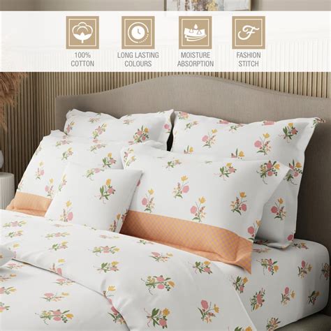 Buy BOUTIQUE LIVING Royal Essence Cotton 400TC Floral Print 7Pcs Super ...