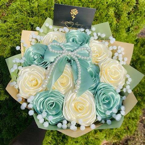 eternal rose bouquet | Ribbon rose bouquets, Ribbon flowers bouquet ...