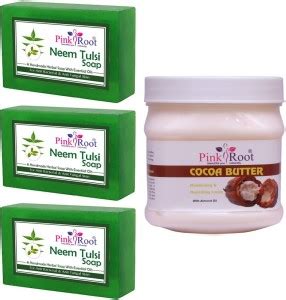 PINKROOT Neem Tulsi Soap Pack of 3 with Cocoa Butter Cream 500gm Price ...