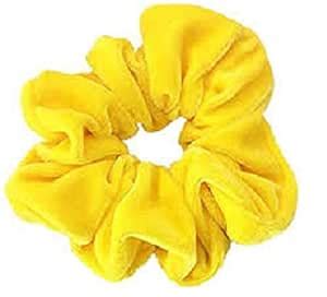 IBDA Bright Yellow Velvet (Pack of 01) Hair Scrunchie, Ponytail Holder ...
