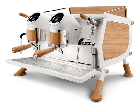 Sanremo café racer 3 group volumetric espresso machine white wood slim ...