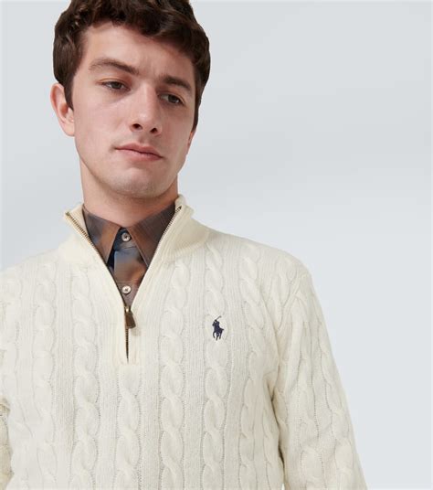 Cable Knit Wool And Cashmere Sweater in White - Polo Ralph Lauren ...