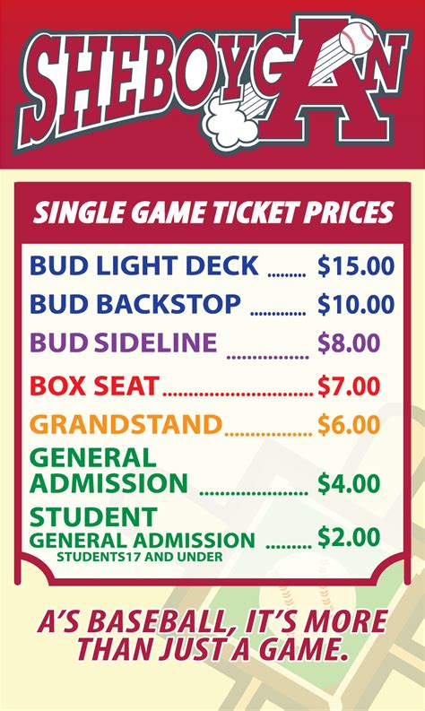 Single Game Tickets » Sheboygan A's Baseball