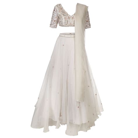 Buy Ivory Organza Lehenga Set For Women | Indyverse