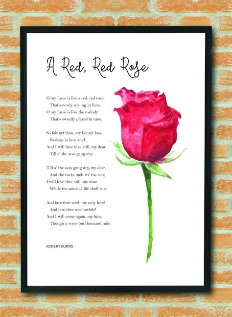 A Red Red Rose by Robert Burns Poem Print Poem Wall Art Poem - Etsy
