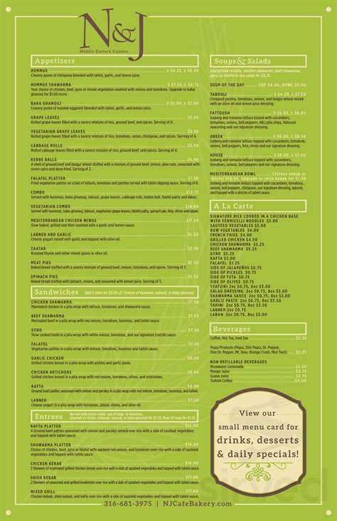 N & J Cafe & Bakery menu in Wichita, Kansas, USA