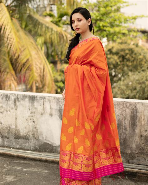 Savani Orange Paat Silk Mekhela Sador – Sereki.in