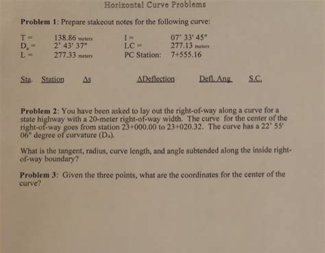 Image result for Horizontal Curve Example Problems