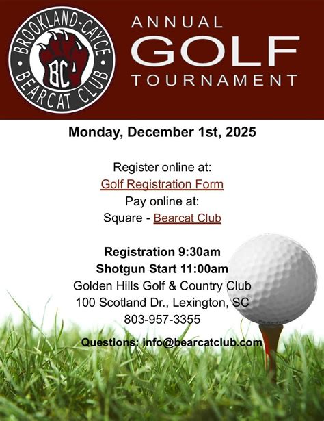 Annual Bearcat Club Golf Tournament, Golden Hills Golf & Country Club ...