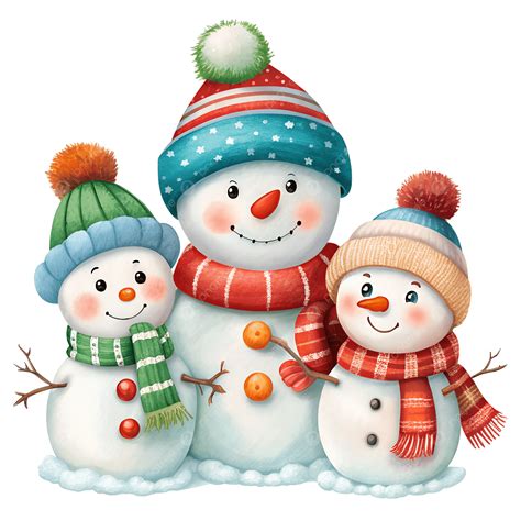 Cute Cartoon Snowman Family Clipart Illustration, Snowman Family ...