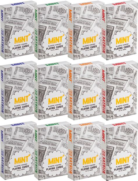 Mint Paper Playing Cards (Set of 12), Bridge Size, Multicolor Cards ...