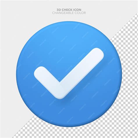 3D render blauw ja vinkje teken mark geïsoleerd vooraanzicht pictogram ...
