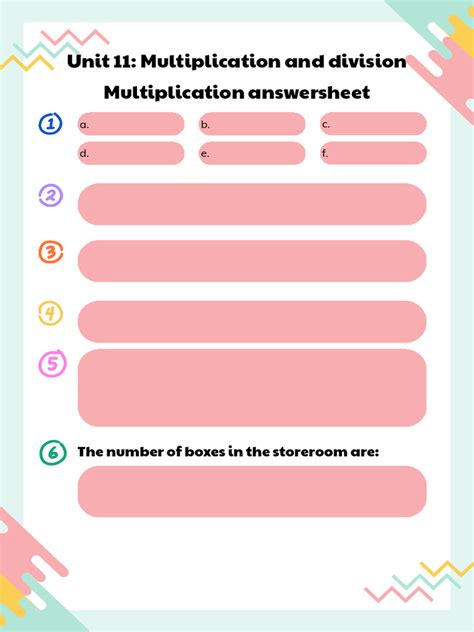 Image result for Multiplication Answersheet