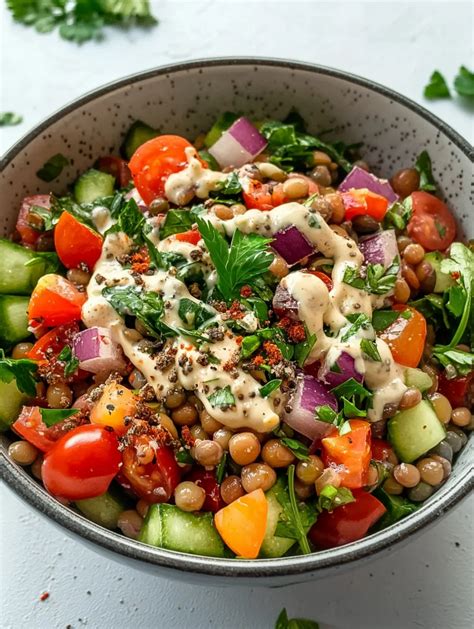 Best-Ever Lentil Salad with Creamy Tahini Nutritional Yeast Dressing