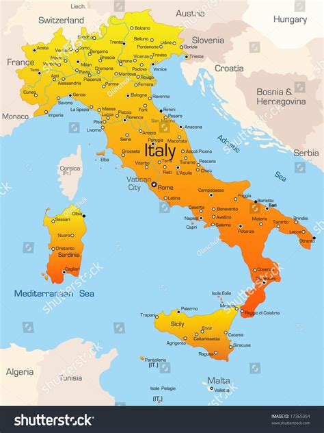 Abstract Vector Color Map Italy Country Stock Vector 17365054 ...