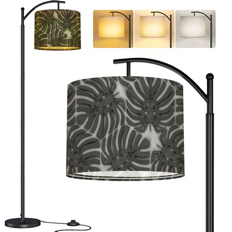 Arc Floor Lamp Leaves monstera wood material white seamless realistic ...