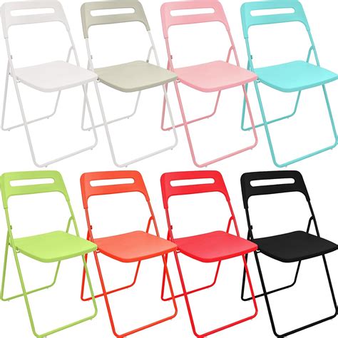 Amazon.com: Beeveer 8 Pcs Plastic Folding Chairs Bulk Colorful Folding ...