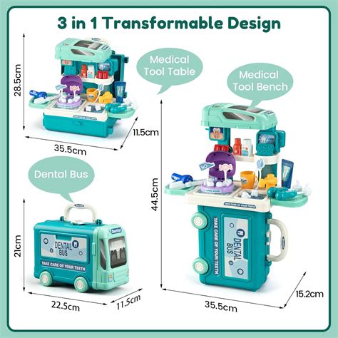 Buy Medical Kit, 34 Pieces Dentist Kit for Kids 3 in 1 Doctors Role ...