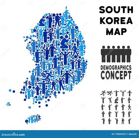 Demographics South Korea Map Stock Vector - Illustration of organized, pattern: 119834252