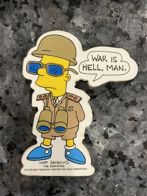 VINTAGE BART SIMPSON "WAR IS HELL" COLLECTOR PIN - SIMPSONS PINBACK ...