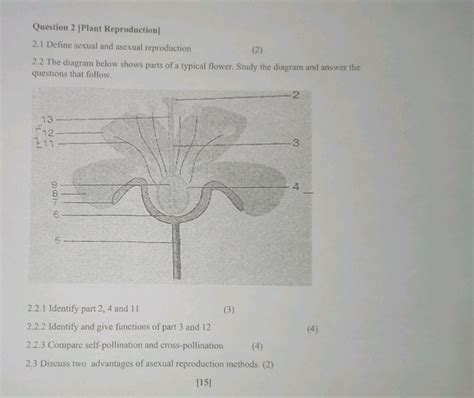 Question 2 [Plant Reproduction] 2.1 Define sexual and asexual reproducti..