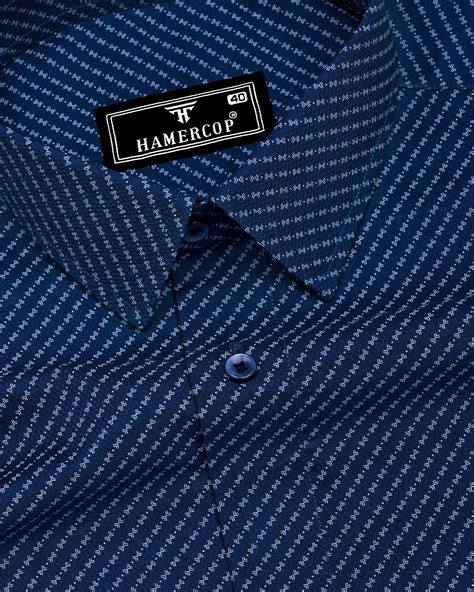 Visa Blue White Printed Dobby Cotton Shirt for Men – Hamercop