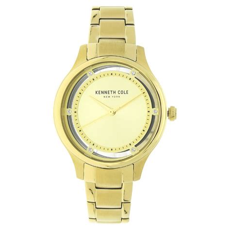 Buy Online Kenneth Cole Quartz Analog Golden Dial Stainless Steel Strap ...
