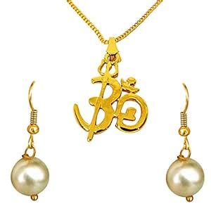 Buy SURATDIAMOND OM Shivay Trishul Gold Plated Religious Pendant and ...