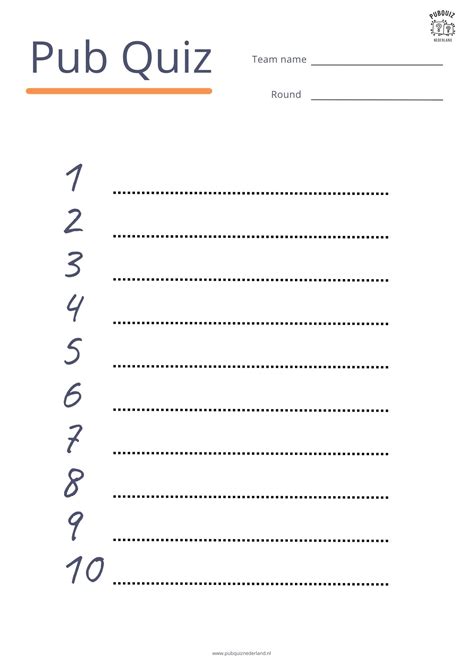 Printable Answer Sheet Template 1 100 Wordprintable Quiz Template