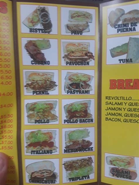 Menu at La Casa del Sandwich restaurant, Philadelphia, 101 E Rockland St