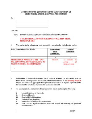 INVITATION FOR QUOTATIONS FOR CONSTRUCTION OF CIVIL WORKS UNDER ...