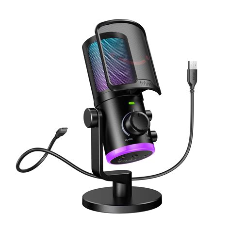FIFINE Gaming PC Microphone, USB Streaming Microphone with Game Chat ...