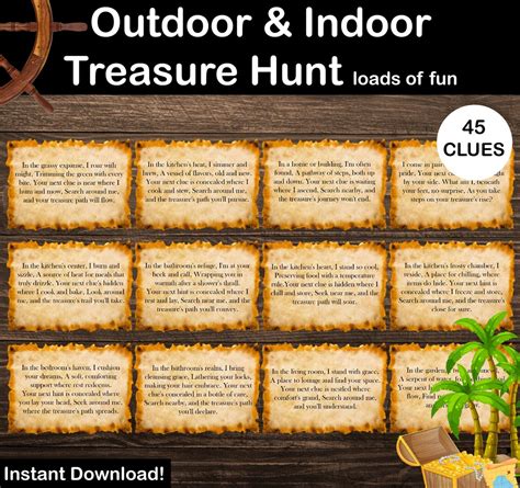 Indoor and Outdoor Treasure Hunt, Birthday Treasure Hunt, Children ...