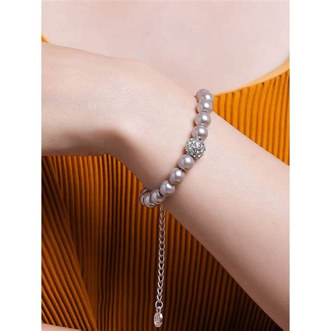 Buy Estele Rhodium Plated opulent Pearl Bracelet for Women Online