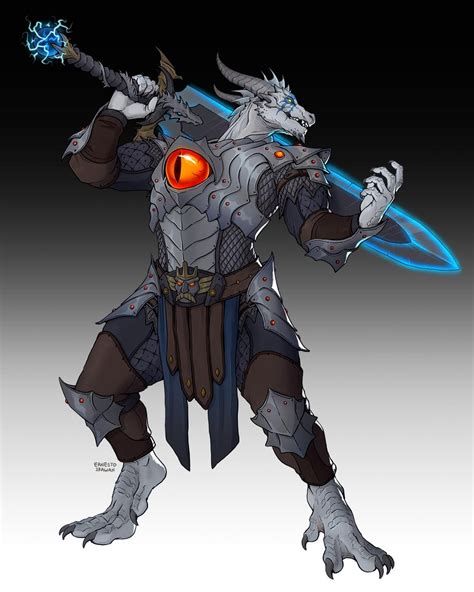 [Art] [OC] Platinum Dragonborn Paladin / Barbarian : r/DnD