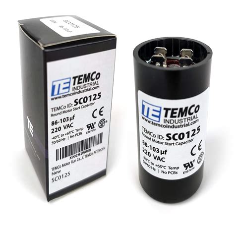 TEMCo 86-103 uf/MFD 220 VAC Volts Round Start Capacitor 50/60 Hz AC ...