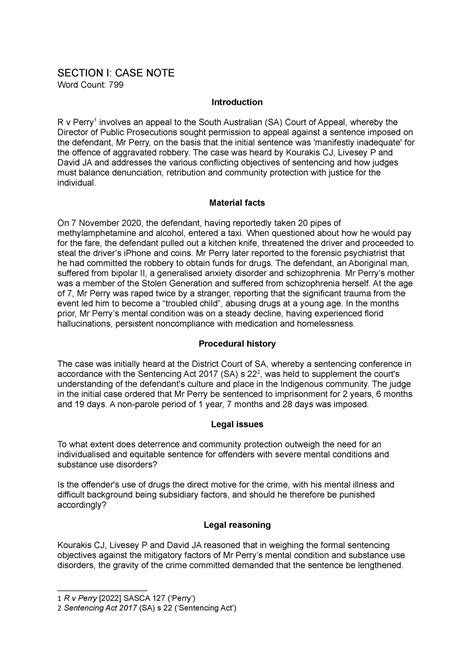 Image result for Case Note Example Law