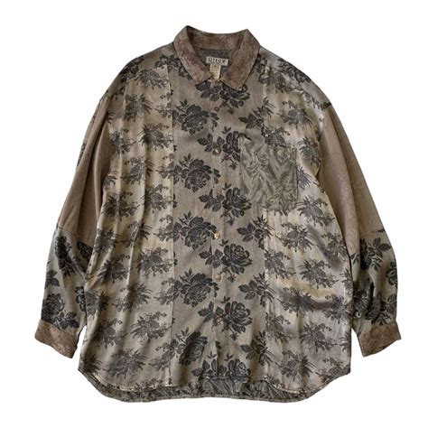 ♾️VINTAGE CITRON♾️ Design embroidery rayon shirt MADE IN U.S.A size M ...
