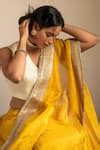 Buy Yellow Handloom Cotton Pearls, Zari Tissue Embroidered Saree For ...