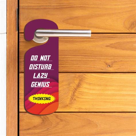 CVANU Do Not Disturb Lazy Genius Thinking Wooden Door Sign Hanger Size ...