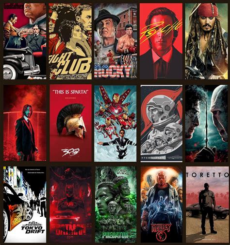 THE URBAN BRAND Hollywood Action Movie Wall Posters Set of 15 | 350 GSM ...