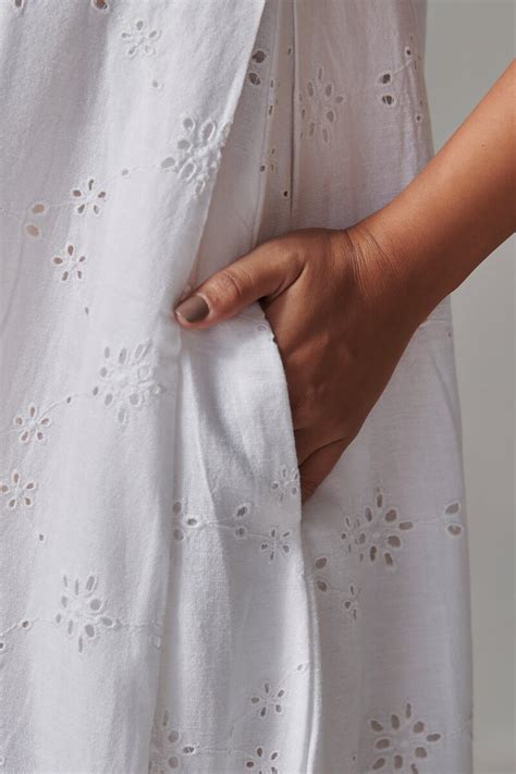 Buy White Handcrafted Cotton Dress for Women | FGDR22-03 | Farida Gupta ...
