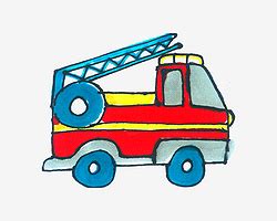 幼儿园简笔画优秀作品 色彩小消防车怎么画🎬小小画家