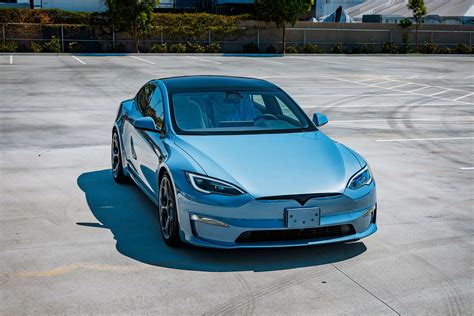 Frost Blue Metallic Tesla Model S Long Range with UP Forged UP-05 Satin Titanium Wheels