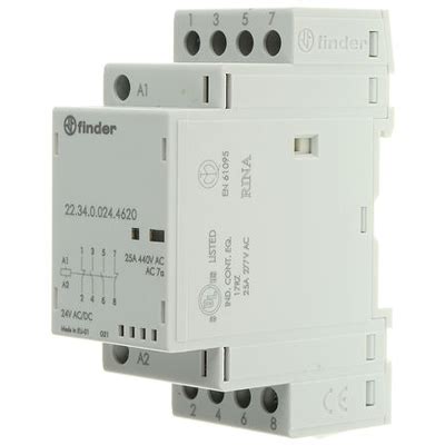 Contacteur 2NO + 2NC  25A 48V AC/DC, AgSnO2, indicateur méca + LED