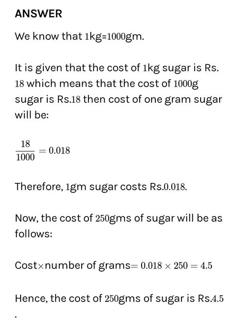 cost of 1kg of sugar is 24 rupees find the cost of 380 g sugar - Brainly.in