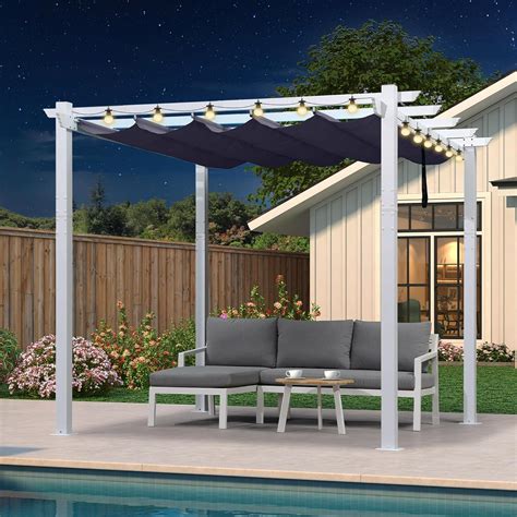 Amazon.com: PURPLE LEAF Pergola Retractable Canopy White Pergola Gazebo ...